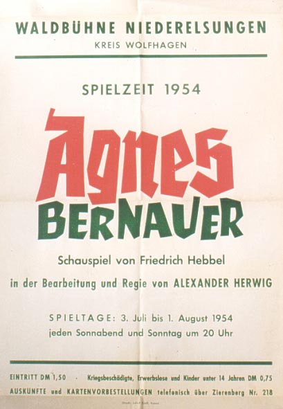 Plakat 1954 Agnes Bernauer